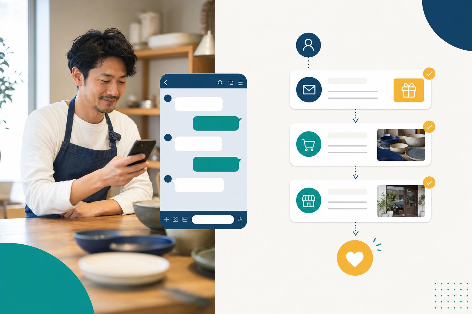 店舗オーナーがSNS発信を相談するイメージ